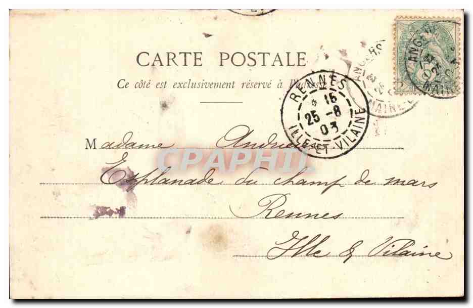 Angers CPA les tours du chateau et ses douves cote ouest — Rückseite