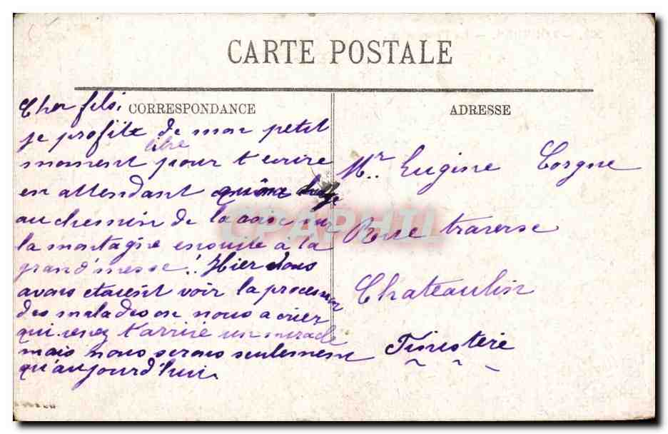 Lourdes CPA La procession — Verso