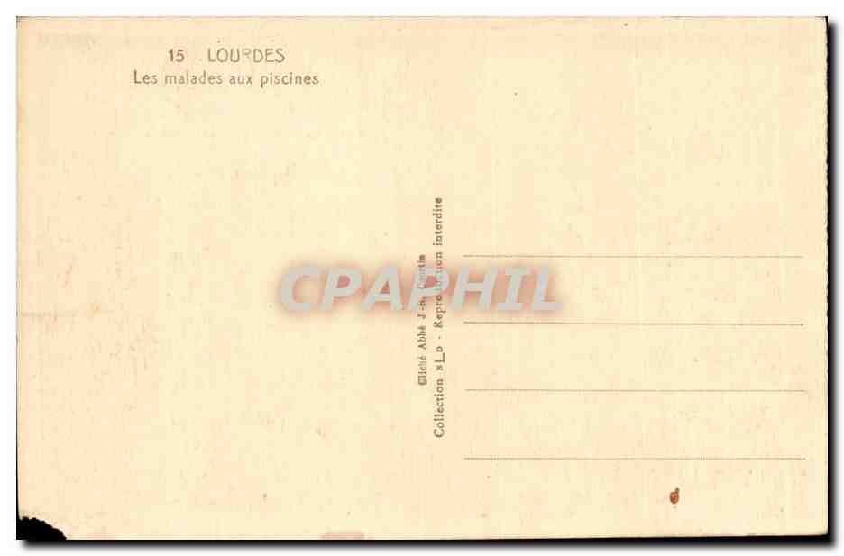 Lourdes CPA Les malades aux piscines — Verso