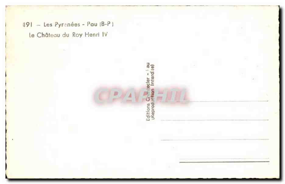 Pau CPA Le chateau du roy Henri IV — Verso