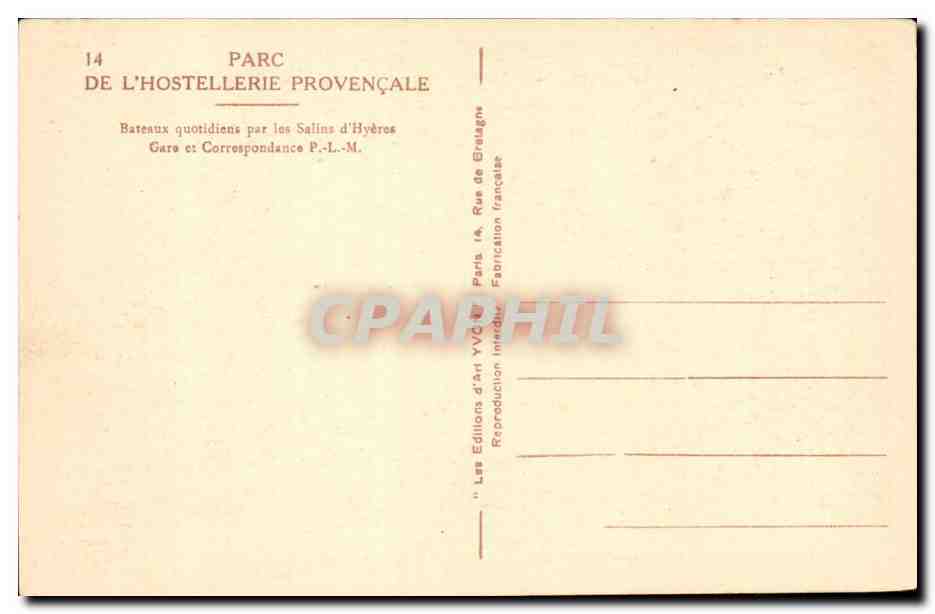 Île de Port-Cros (Var) — paysage de palmiers et banc — texte de Jean d'Agrève (M. de Vogüé) — n° 14 — Reverso