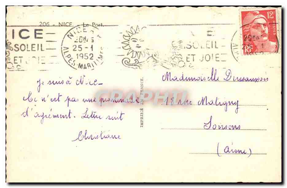 Nice - Le Port - CPA  — Rückseite
