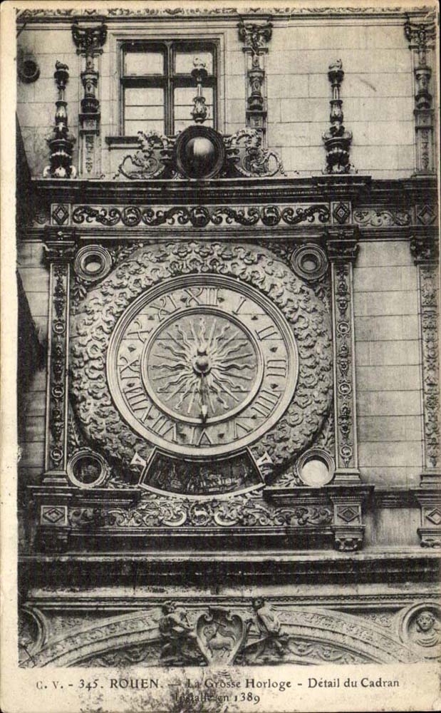 Rouen - la Grosse Horloge - Detail du cadran - CPA 