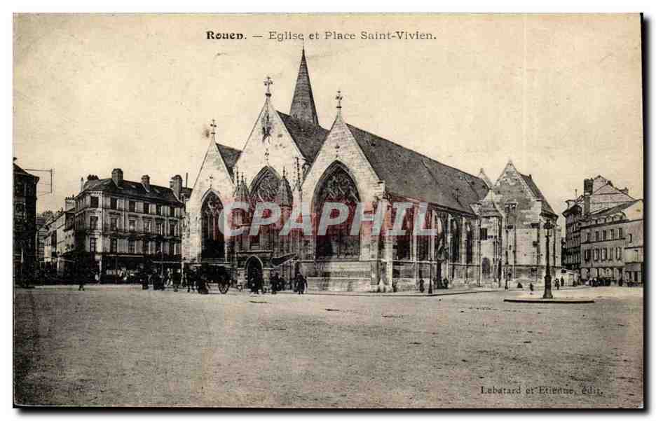 Rouen - Eglise et Place Saint Vivien - CPA 