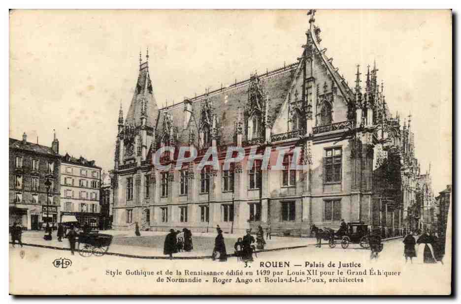 Rouen - Palais de Justice - cheval - CPA 