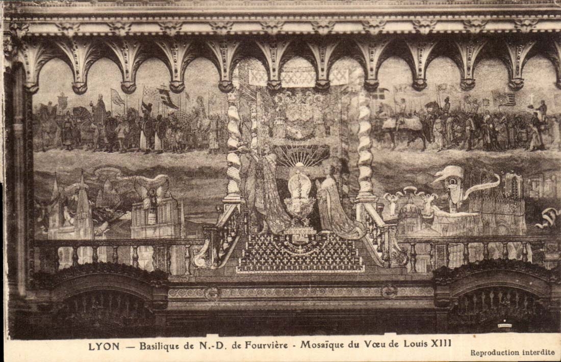 Lyon - Interieur de la Basilique de Notre Dame de Fourviere - Mosaique de la Proclamation du Dogmne - CPA 