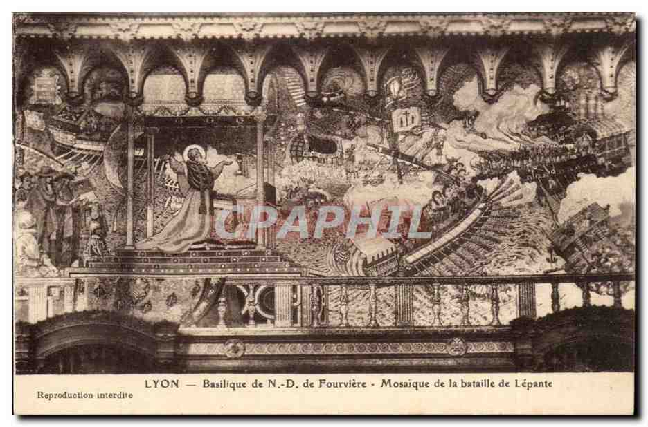 Lyon - Interieur de la Basilique de Notre Dame de Fourviere - Mosaique de la Proclamation du Dogmne - CPA 