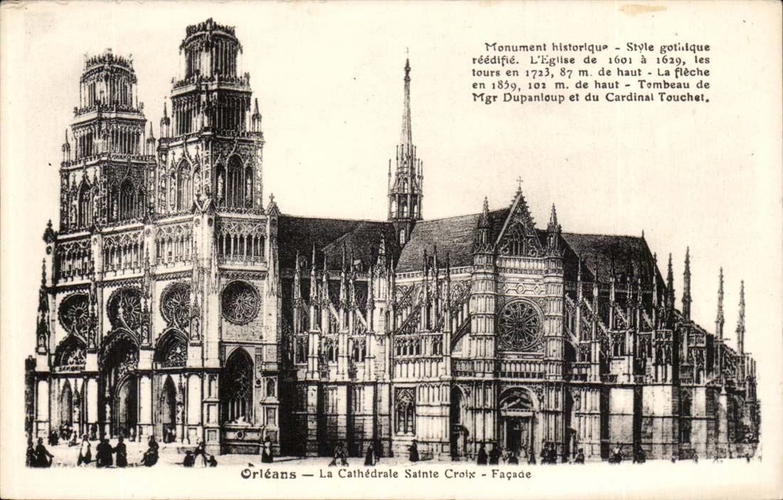 Orleans - La Cathedrale - Saint Croix - Facade - CPA 