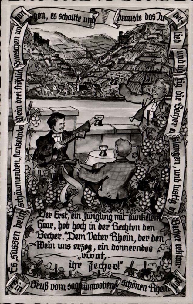 Deutschland - Allemagne - Wein nebeb der Vater Rhein - Guitare - Vin - CPA 