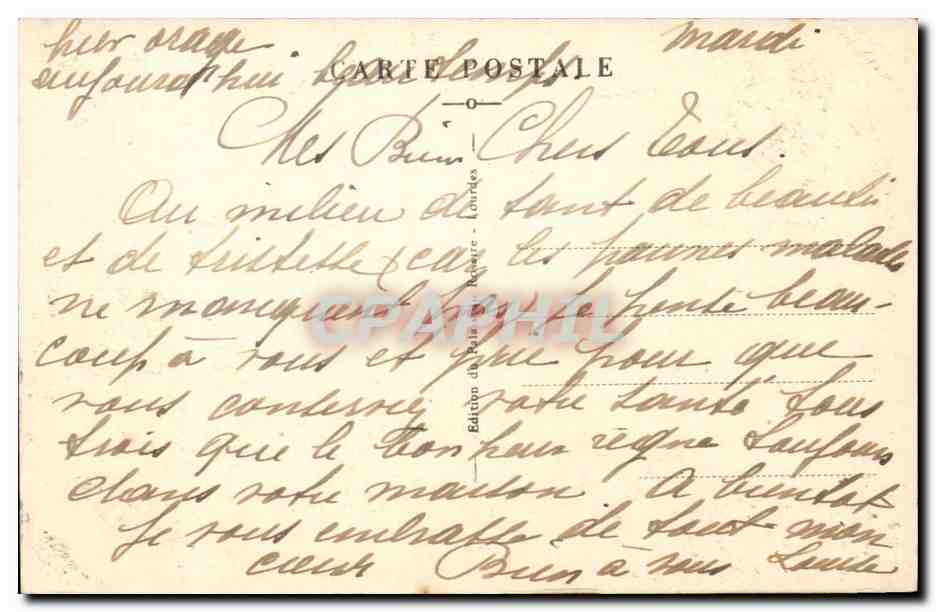 Lourdes - Le Gave et la Basilique - CPA  — Verso