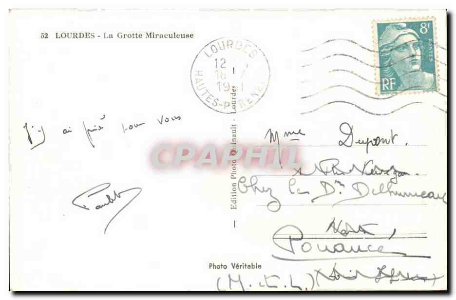 Lourdes - La Grotte Miraculeuse - CPA  — Rückseite