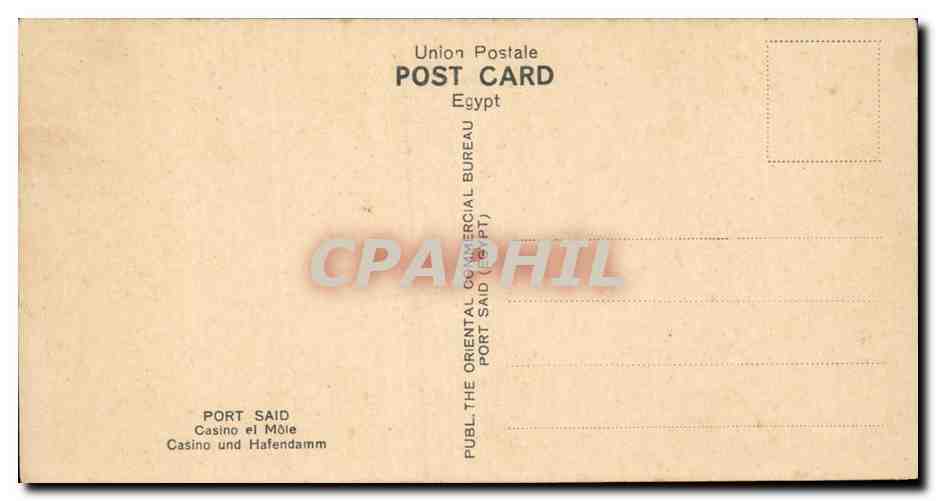 Egypt Egypte Port Said CPA Casino and Breakwwater (boat bateau) — Rückseite