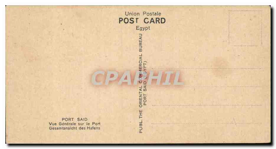 Egypt Egypte Port Said CPA A general view of the harbour — Rückseite