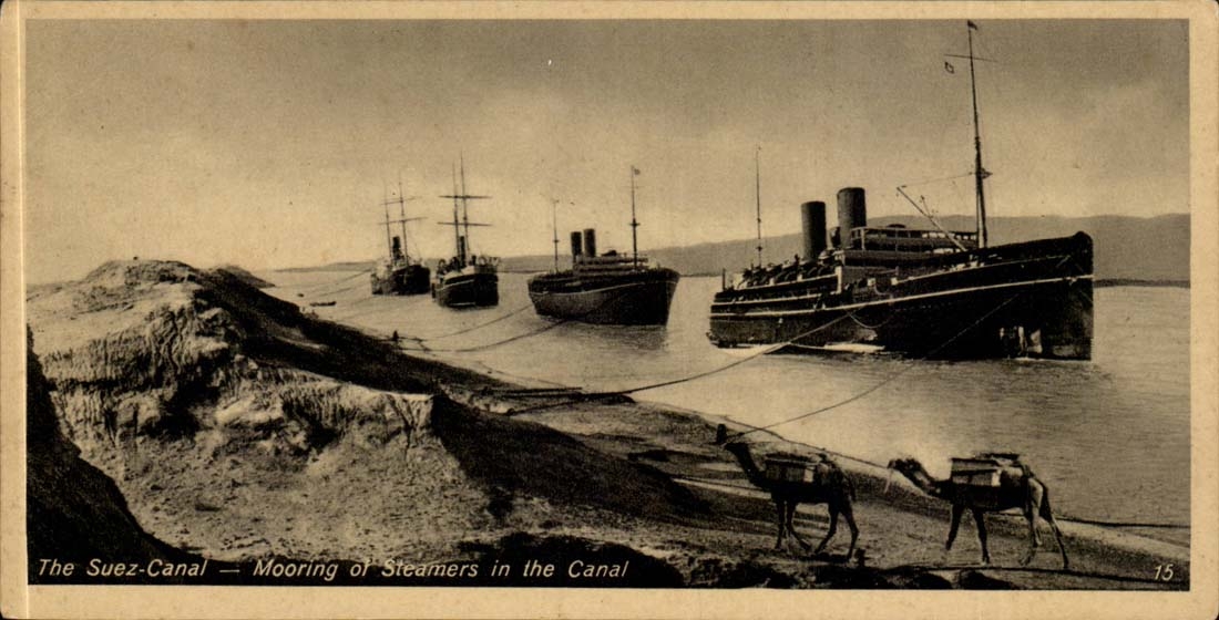Le Canal de Suez — Ancrage des vapeurs dans le canal — Union Postale Orientale, n°15