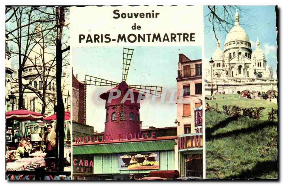 CPM Souvenir de Paris Montmartre (Moulin Rouge SAcre Coeur)