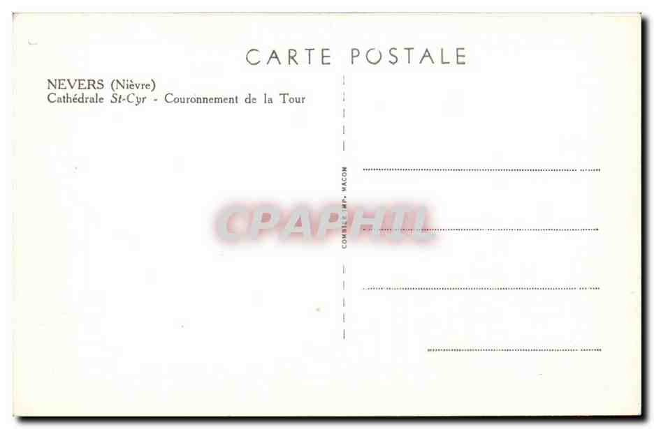 Nevers CPA CAthedrale St Cyr Couronnement de la tour — Rückseite