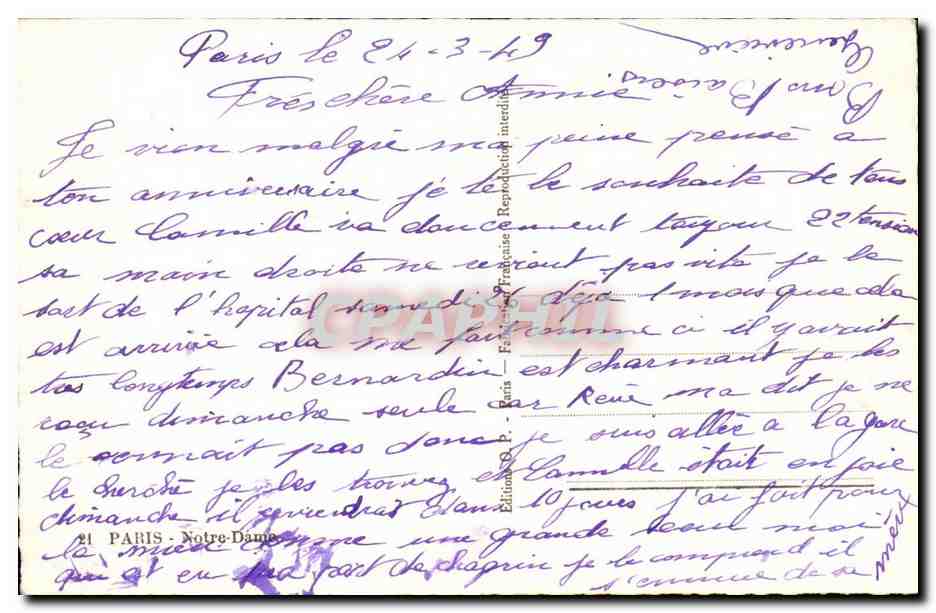 Paris CPA Notre DAme — Rückseite