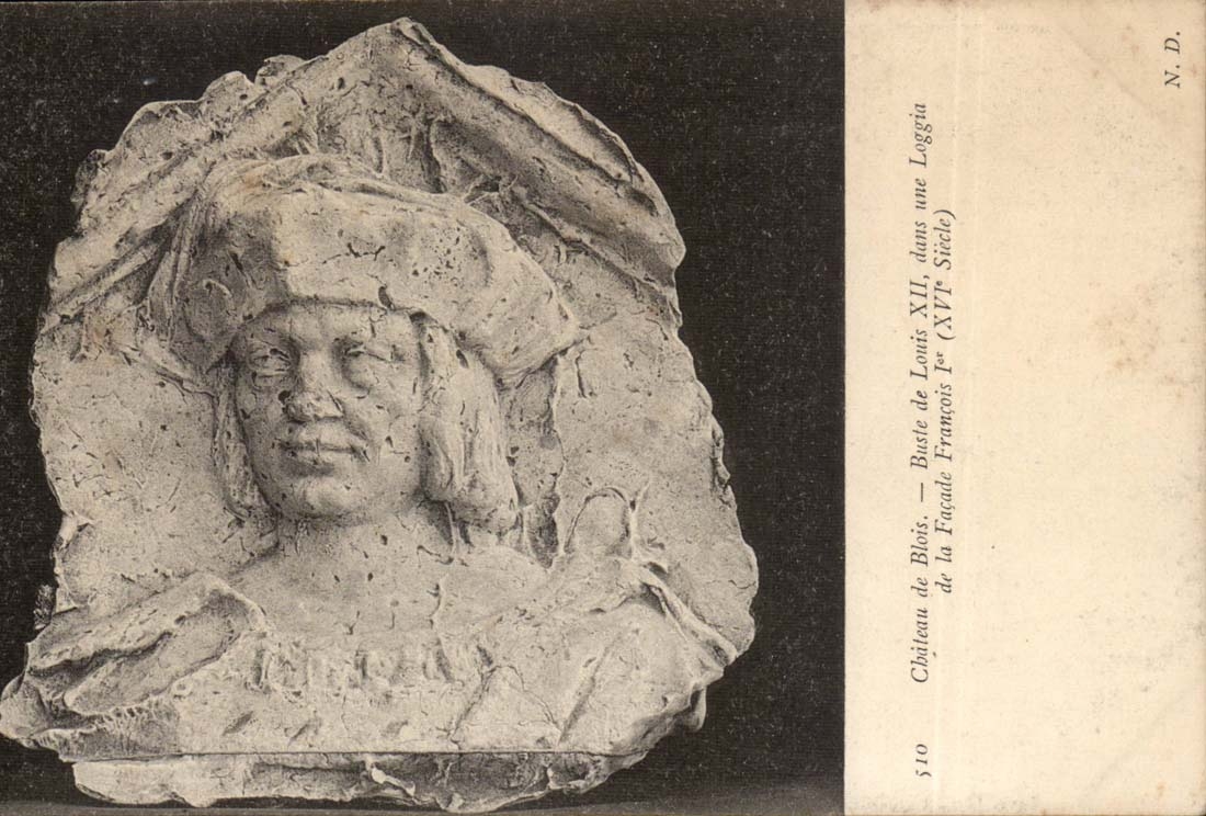 Busto di Luigi XII — Castello di Blois — Facciata della Loggia, XVII secolo