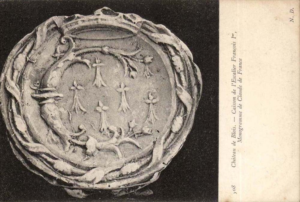 Blois CPA Le chateau Caisson de l'escalier Francois 1er Monogramme de Claude de France