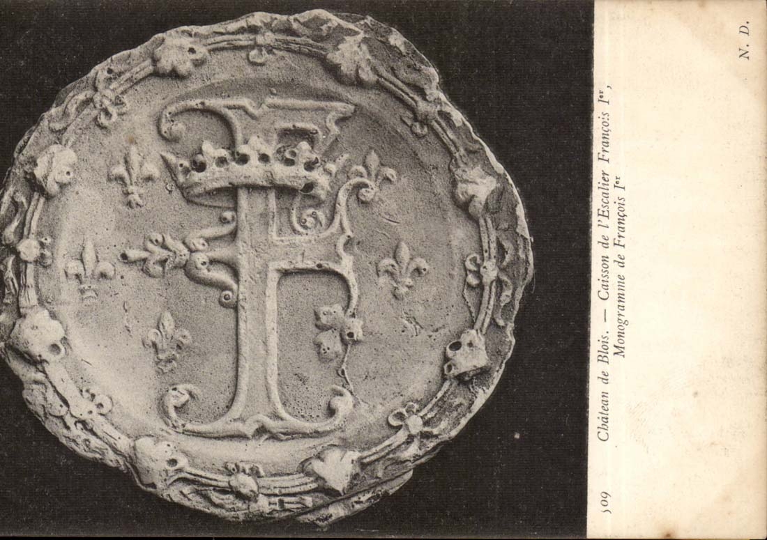Monogramme de François Ier — Caisson de Blois — Château de l'Escalier