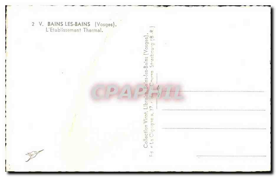 Bains les Bains CPA L'etablissement thermal — Rückseite