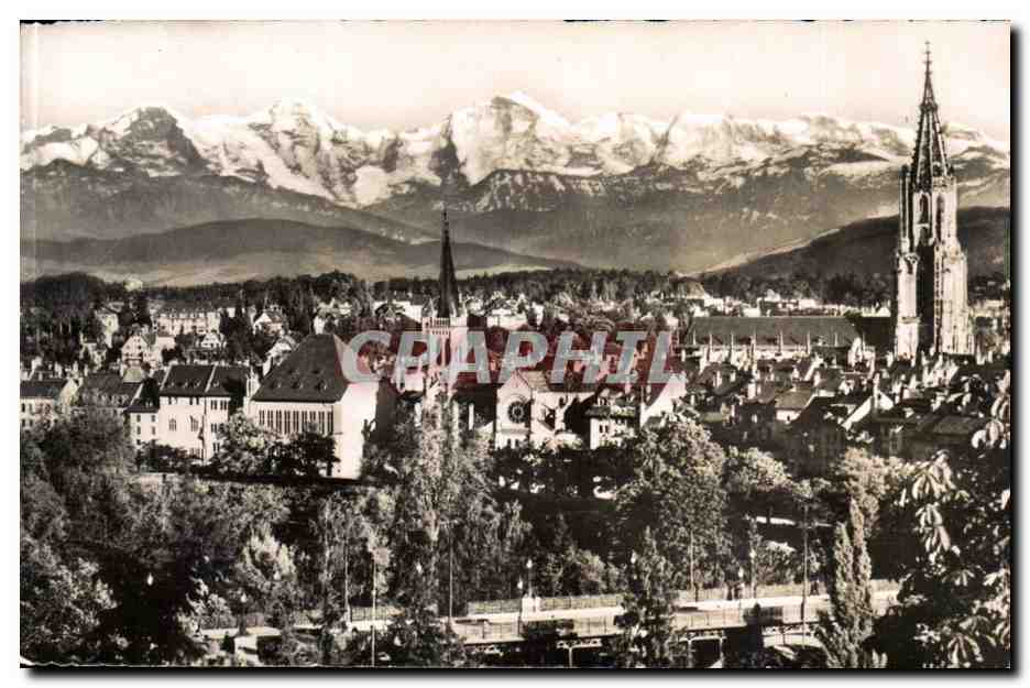 Suisse CPM Bern Vue generale et les Alpes Bernoises Berne