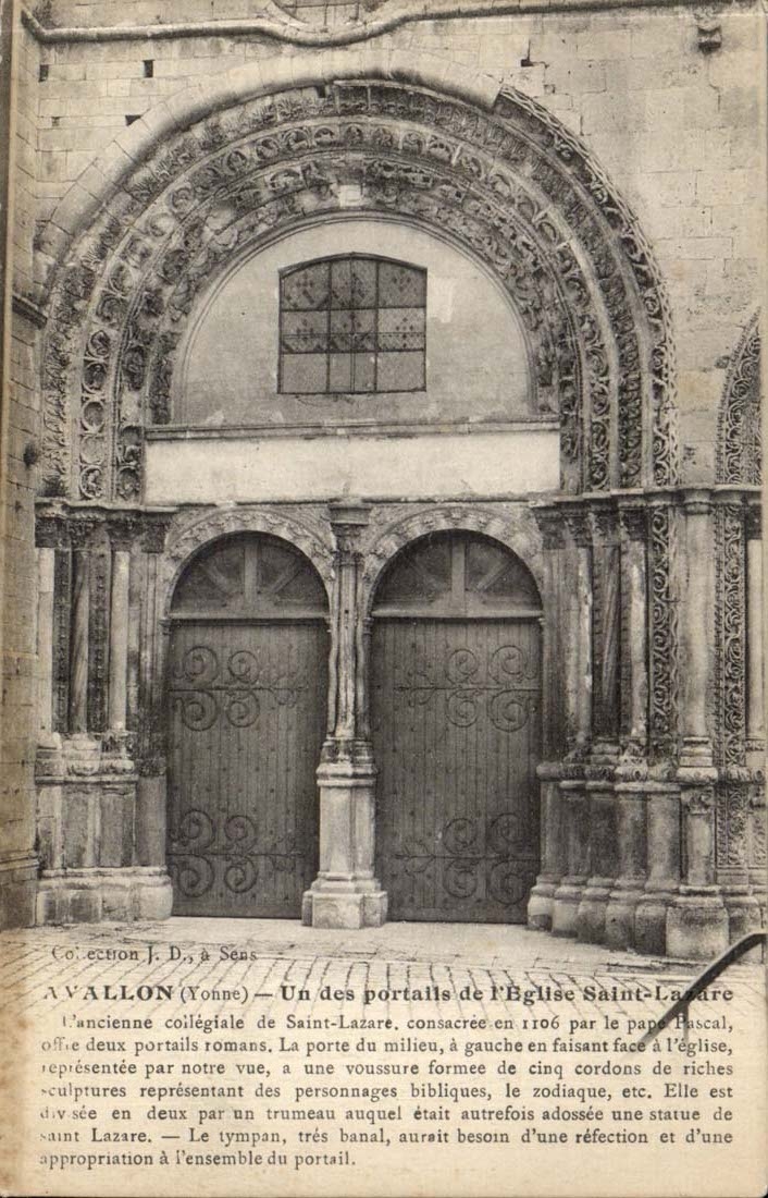 Avallon (Yonne) — Un des portails de l'église Saint-Lazare — Collection J. D., à Sens