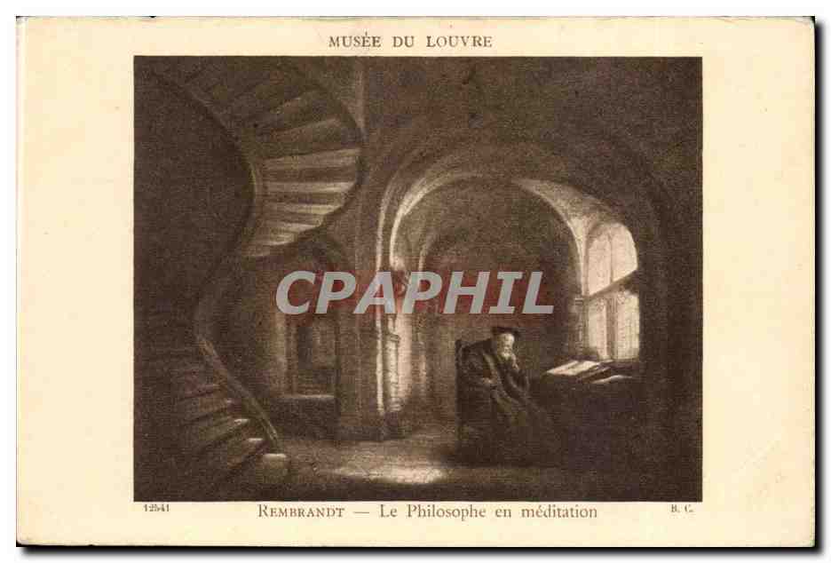 CPA Musee du Louvre Rembrandt Le philosophe en meditation