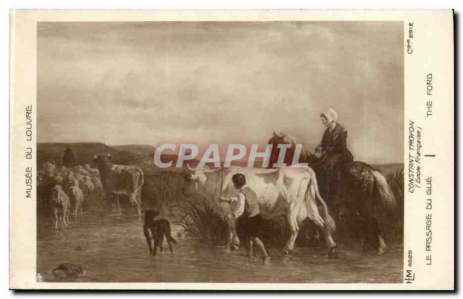 CPA Musee du Louvre Constant Troyon Le passage du gue (vaches)