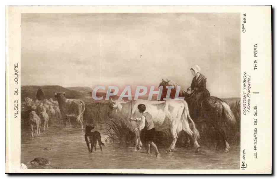 CPA Musee du Louvre Constant Troyon Le passage du gue (vaches)