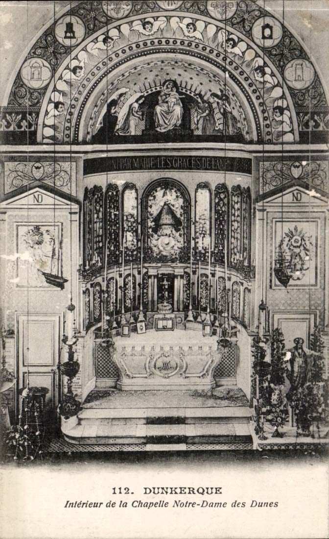 Dunkerque CPA Interieur de la chapelle Notre DAme des dunes