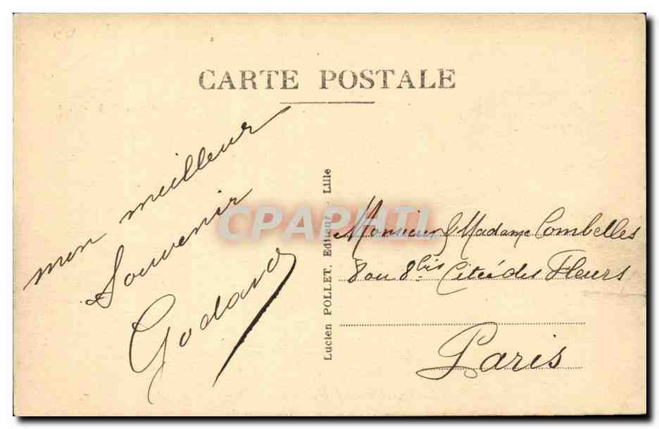 Lille CPA Le palais des Beaux Arts (glacier) — Verso