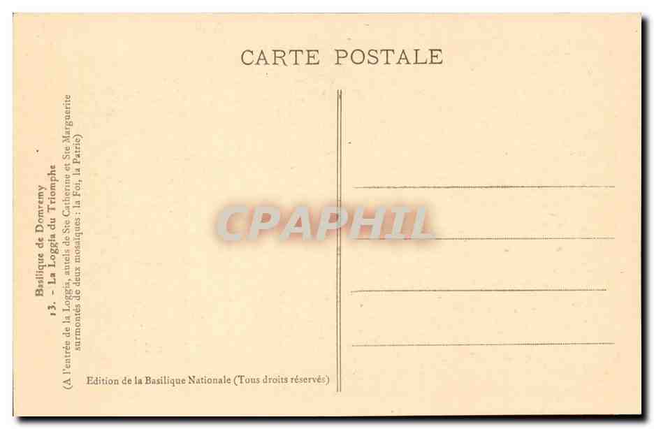 Basilique de Domrémy — L'entrée de la Loggia du Triomphe — Édition de la Basilique Nationale — Reverso