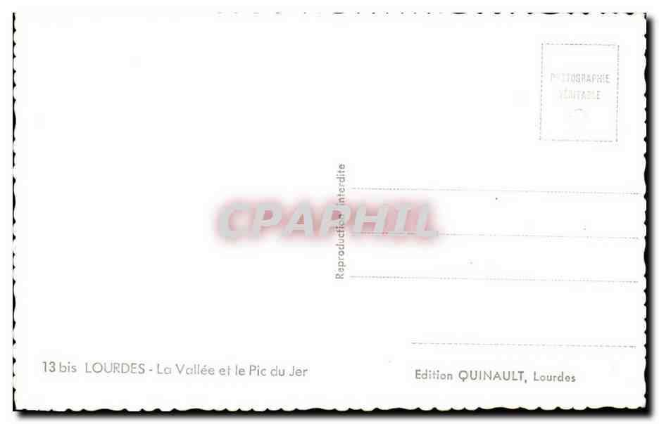 Lourdes CPA La vallee et le pic du Jer — Verso