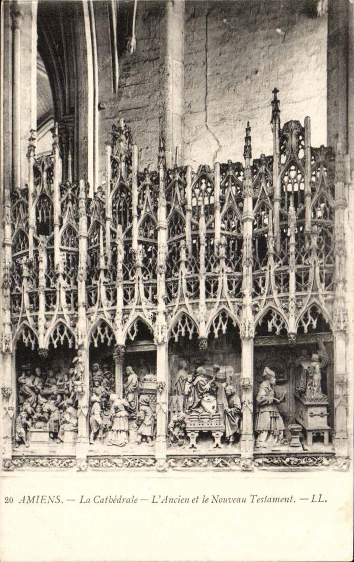 Amiens CPA La cathedrale L'ancien et le nouveau testament