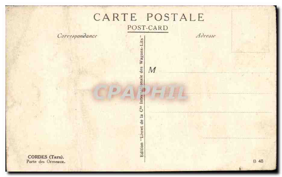 Cordes CPA Porte des ormeaus  — Rückseite