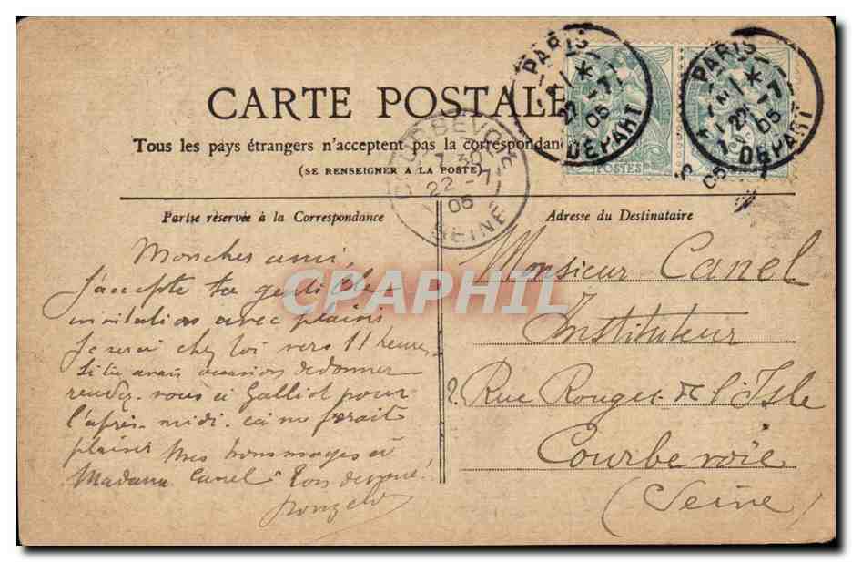 Paris CPA La Seine (vue prise du Louvre) — Rückseite