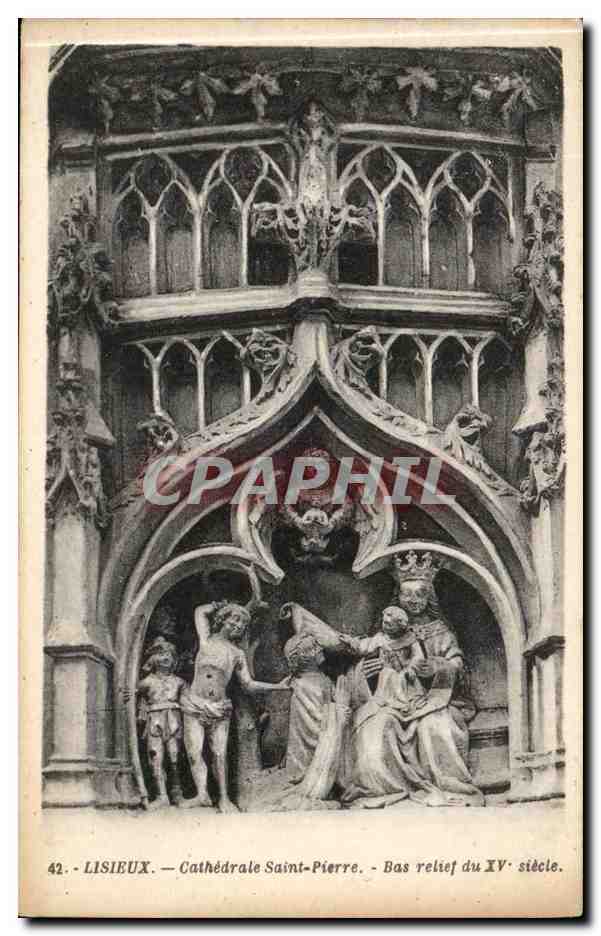 Lisieux CPA CAthedrale Saint Pierre Bas relief