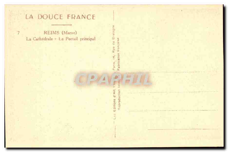 Reims - La Cathédrale - Le Portail principal — Éditions d'Art 'La Douce France' — Reverso