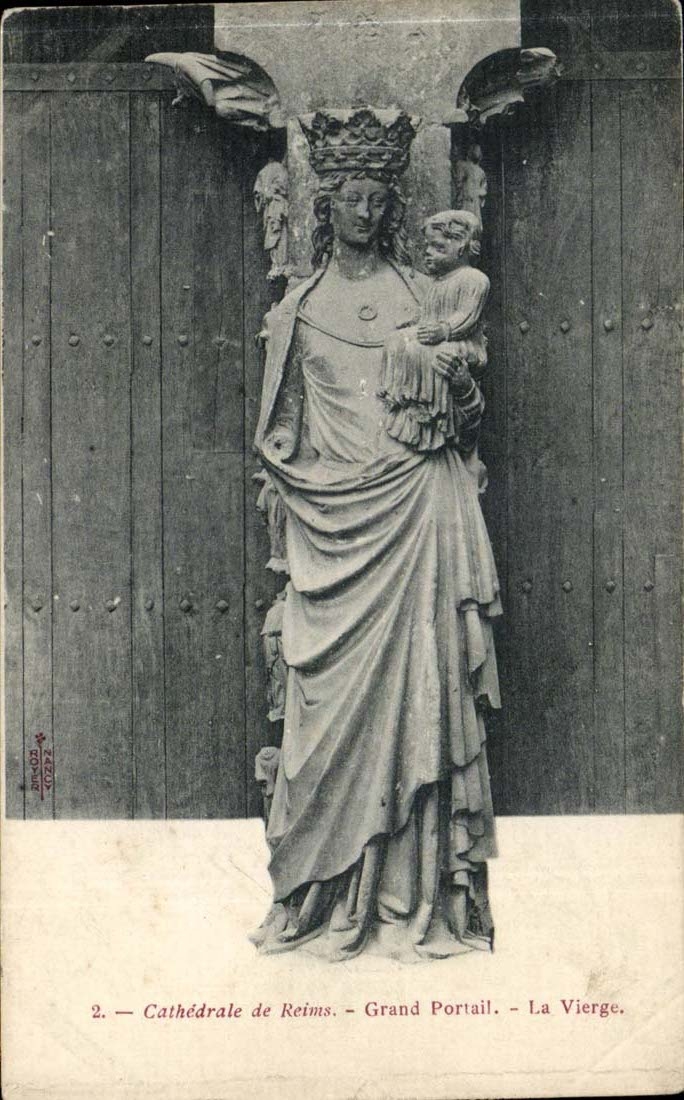 Reims CPA Cathedrale Grand portail La vierge