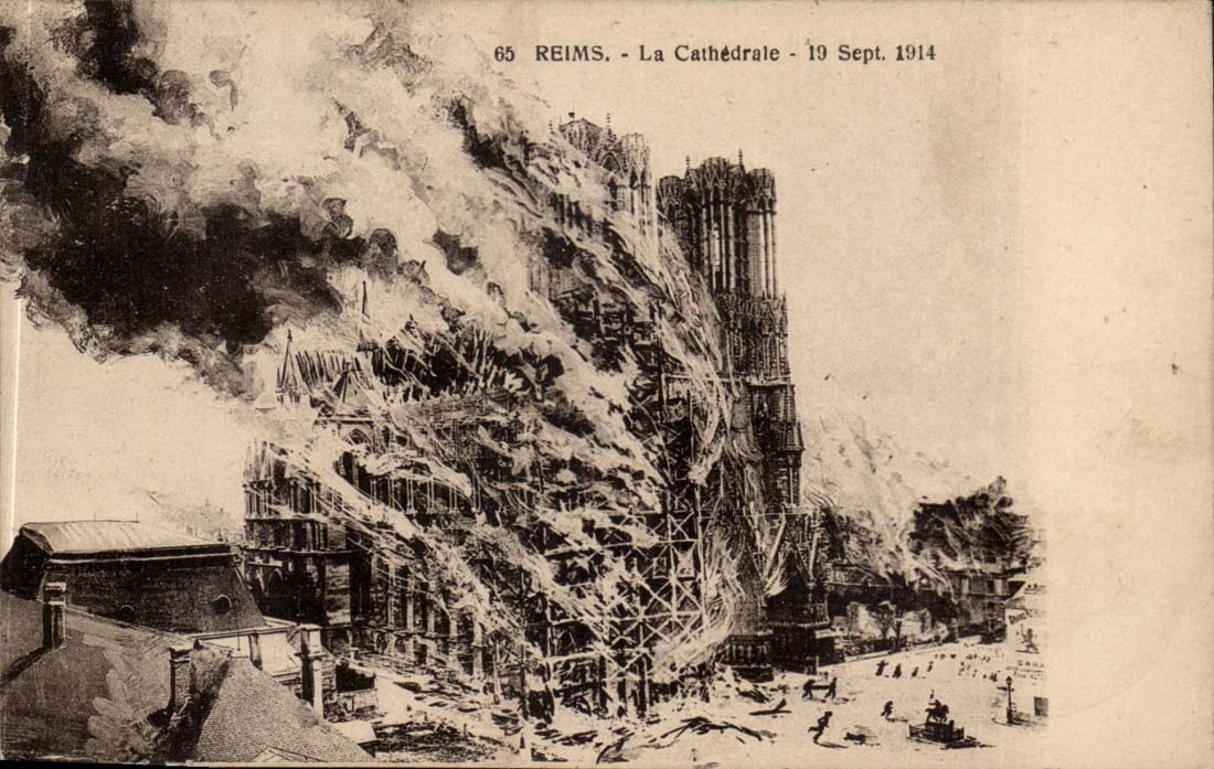 Reims CPA Guerre de 1914 Cathedrale 19 sept 1914