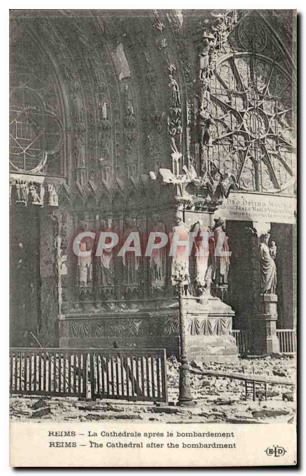 Reims CPA Guerre de 1914 la cathedrale apres les bombardements