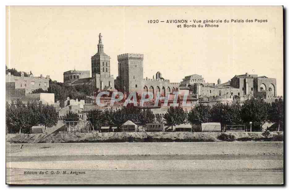 Avignon CPA Vue generale du palais des papes et bords du Rhone