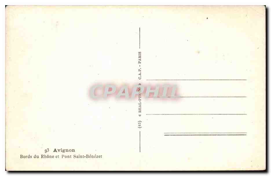 Avignon CPA Bords du Rhone et pont Saint Benezet — Verso