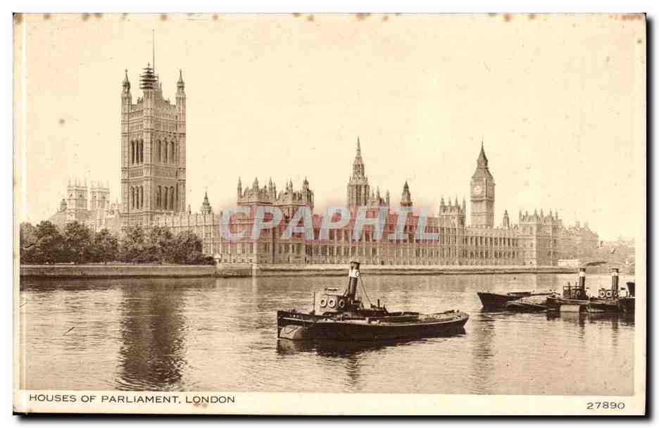 Grande Bretagne Houses of Parliament London Londres CPA (baetau boat)