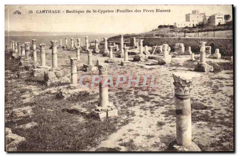 Tunisie CArthage CPA Basilique de St Cyprien (fouilles des peres blancs)