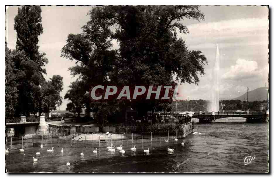 CPA Grande Bretagne Geneve Ile Jean Jacques rousseau