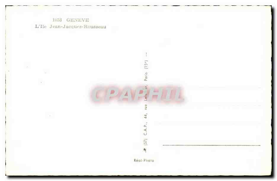 CPA Grande Bretagne Geneve Ile Jean Jacques rousseau — Rückseite
