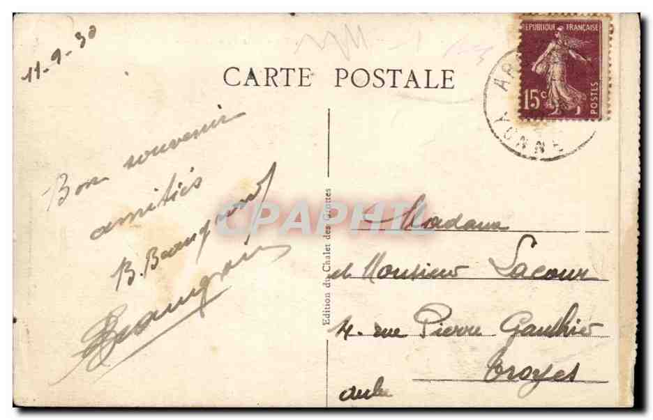 Grottes d'arcy sur Cure CPA La tiare et le pain de sucre — Verso