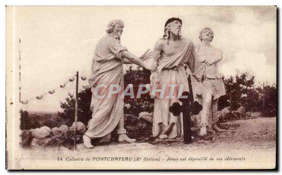 Arts - Sculpture - Calvaire de Pontchteau - Jesus depouille de ses vetements - CPA 
